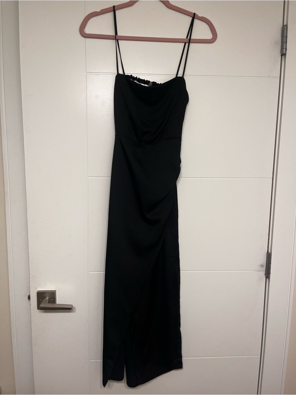 Elegant Black Satin Maxi Dress